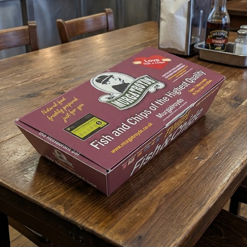 Custom fish and chip packaging